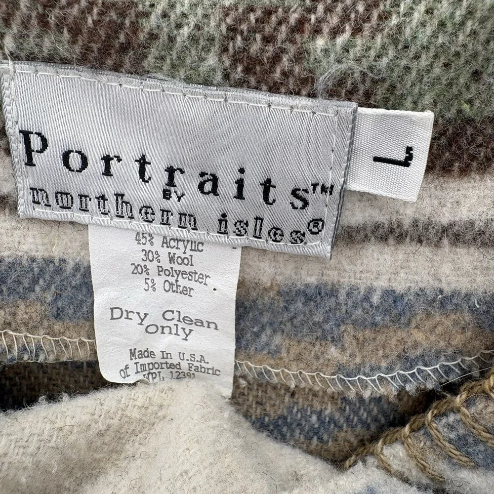 Vintage Wool Blend Vest‎ Sweater Western Cowboy Style Cool Neutral Color Size L